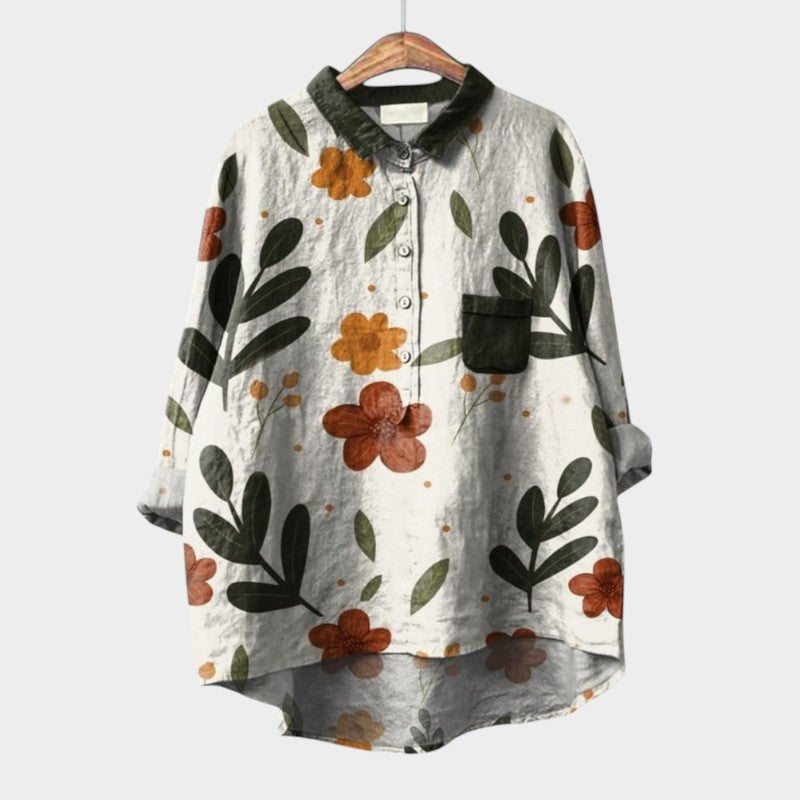 Women's Floral Blouse with Nature Print for Smart-Casual