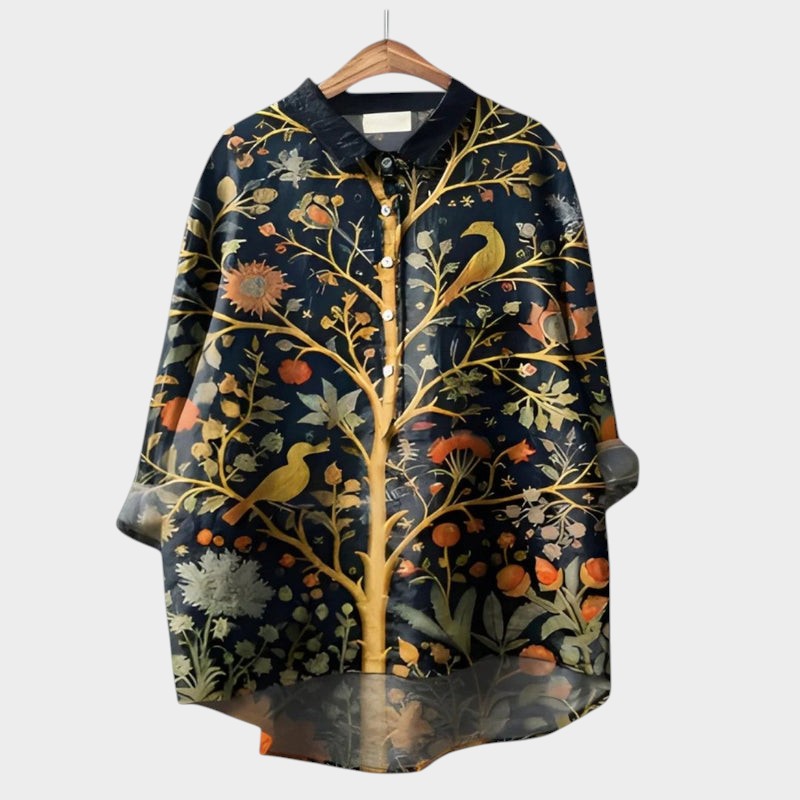 Women's Floral Blouse with Nature Print for Smart-Casual