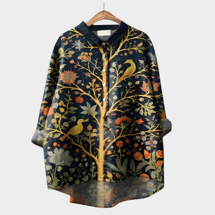 Women's Floral Blouse with Nature Print for Smart-Casual