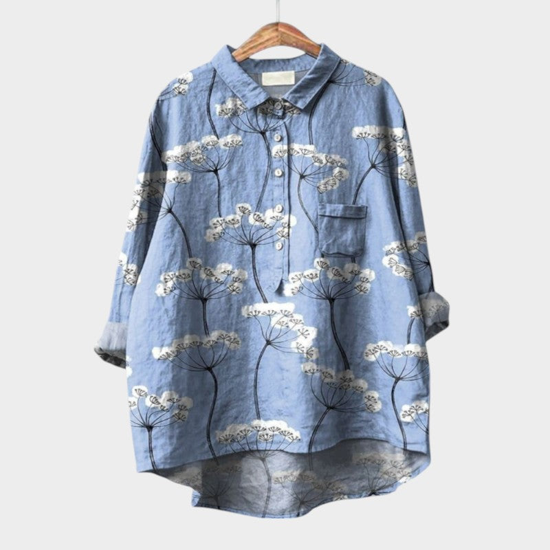 Women's Floral Blouse with Nature Print for Smart-Casual