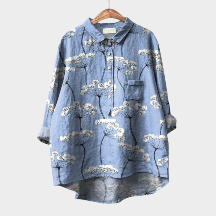 Women's Floral Blouse with Nature Print for Smart-Casual