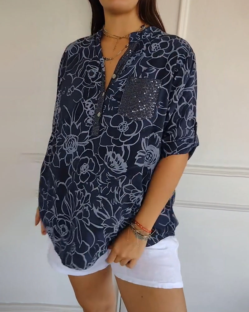 Women's Floral Blouse with Relaxed Fit for Casual Day Out