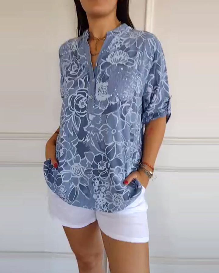 Women's Floral Blouse with Relaxed Fit for Casual Day Out