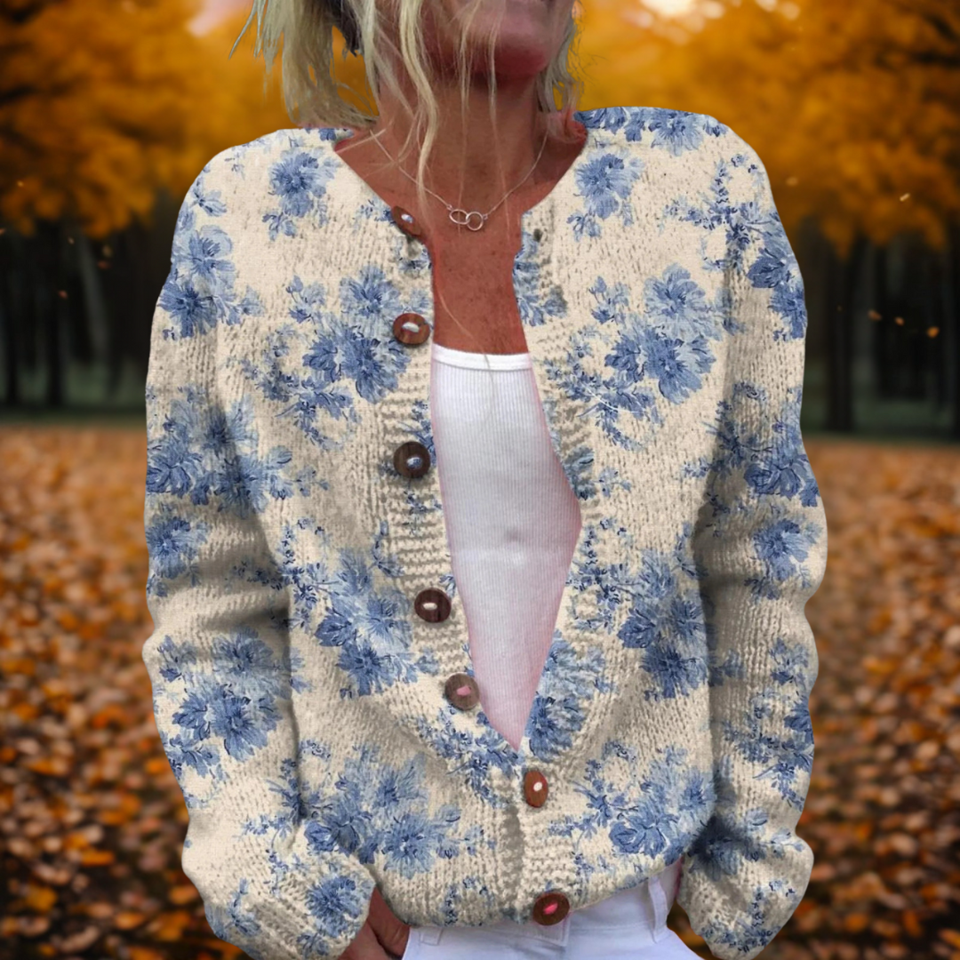 Women's Floral Cardigan with Cozy Drape for Autumn Layering