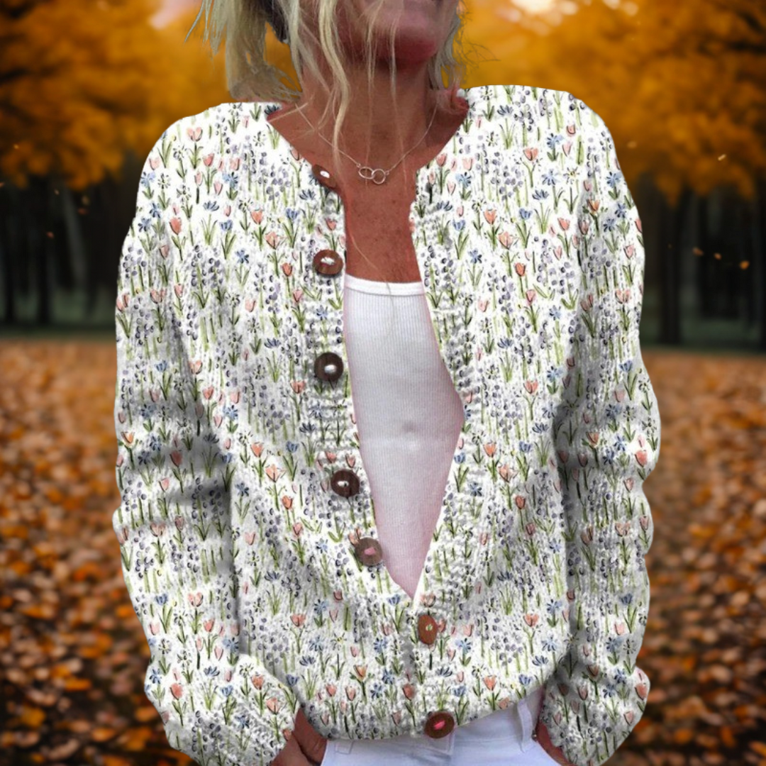 Women's Floral Cardigan with soft drape for office