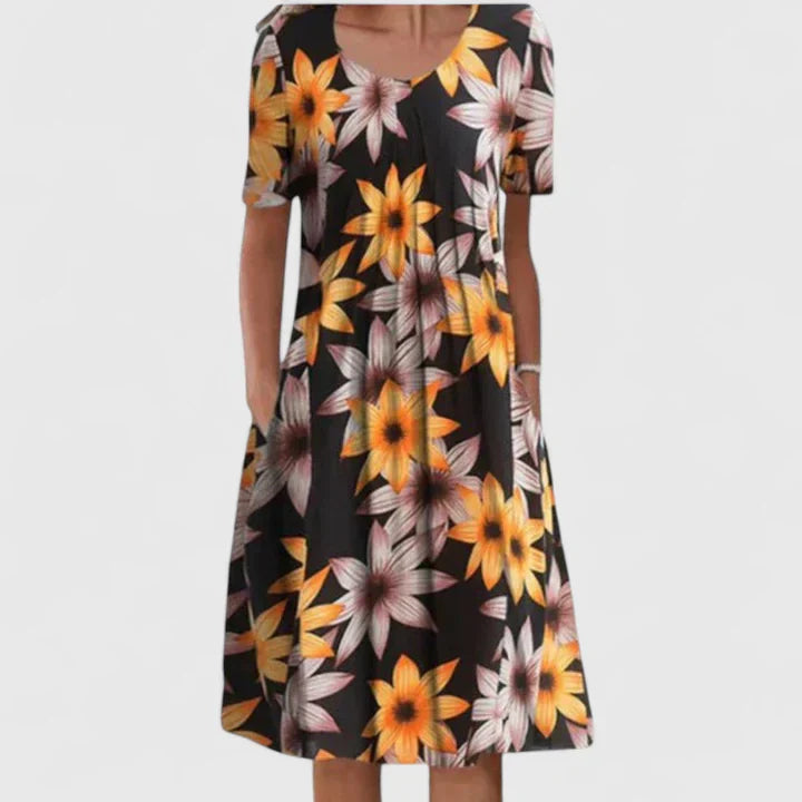 Women's Floral Dress with Pockets for Garden Party
