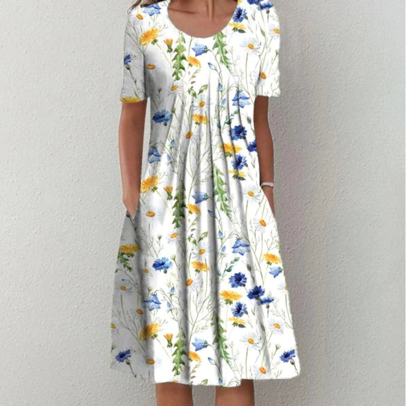 Women's Floral Dress with Pockets for Garden Party