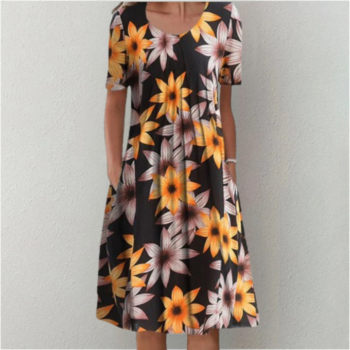 Women's Floral Dress with Pockets for Garden Party