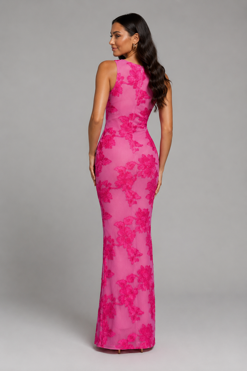 Women's Floral Embroidered Maxi Dress with Sleeveless