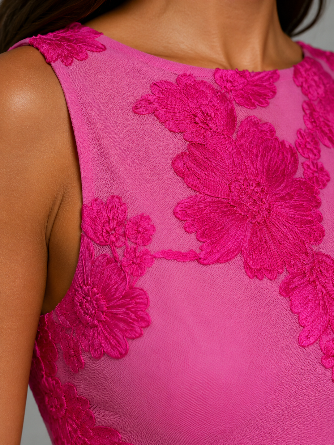 Women's Floral Embroidered Maxi Dress with Sleeveless