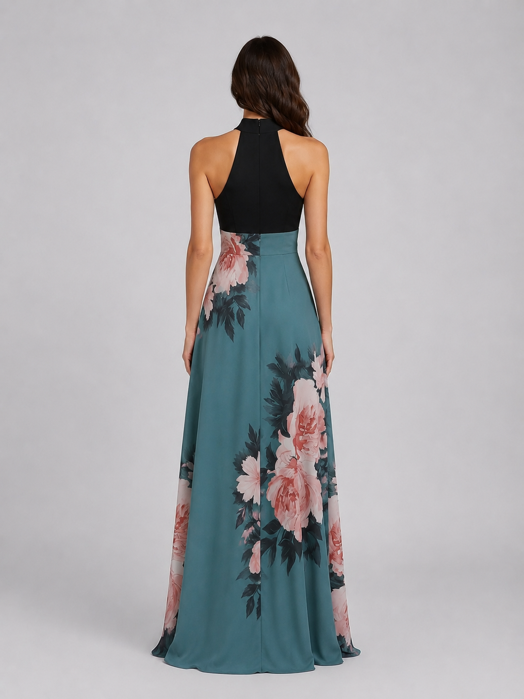Women’s Floral Halter Maxi Dress with Slit