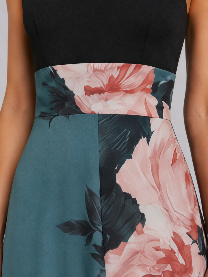 Women’s Floral Halter Maxi Dress with Slit