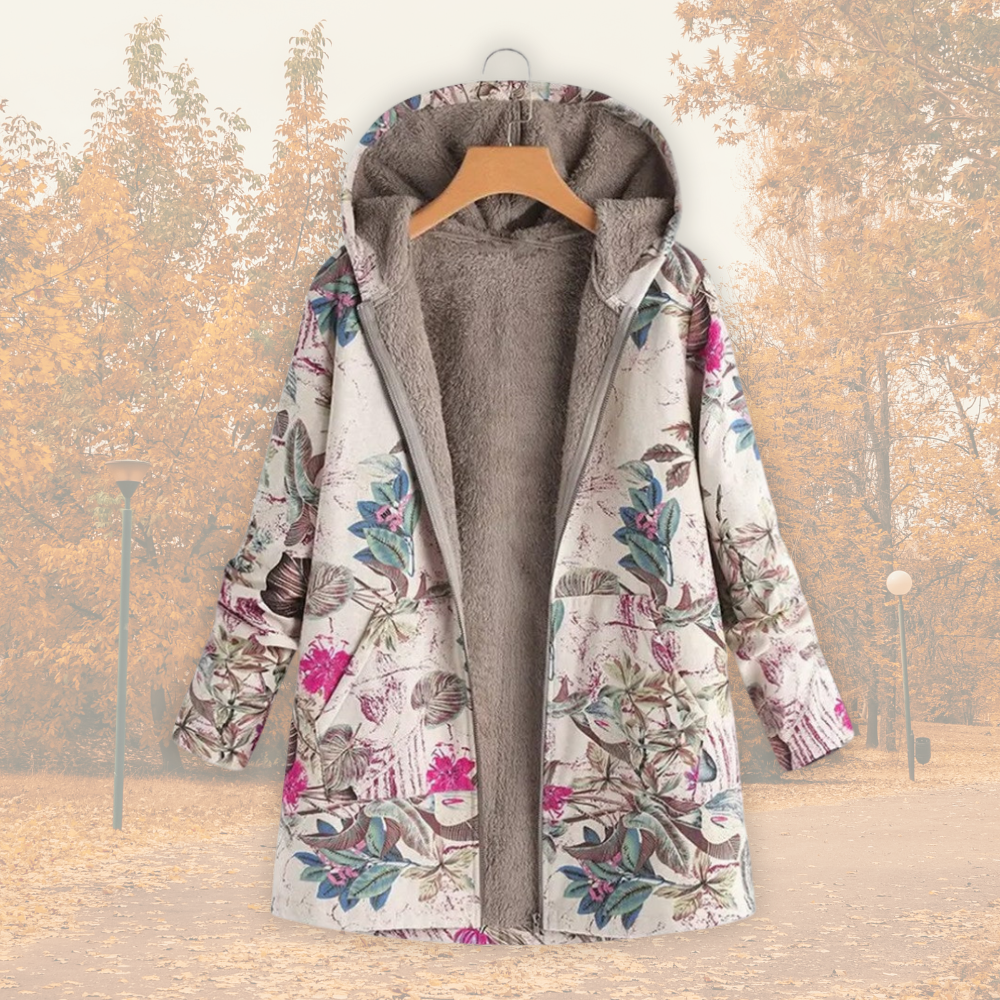 Women's Floral Jacket with Hood for Casual Winter Wardrobe