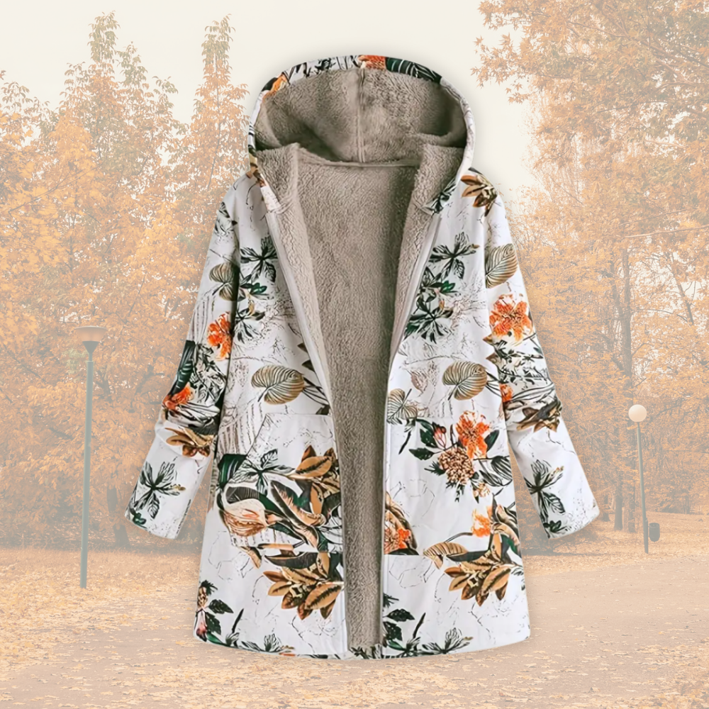 Women's Floral Jacket with Hood for Casual Winter Wardrobe