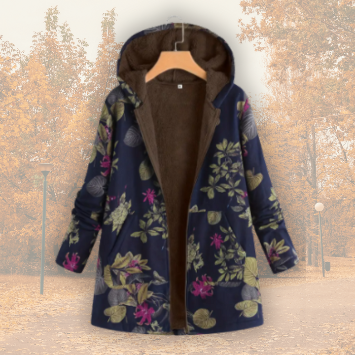 Women's Floral Jacket with Hood for Casual Winter Wardrobe