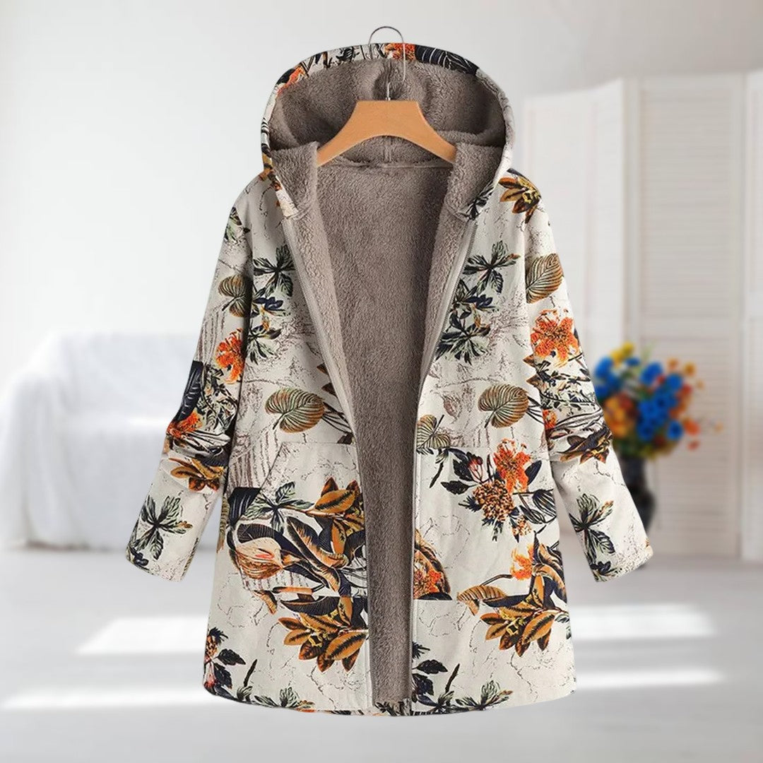 Women's Floral Jacket with Hood for Casual Winter Wardrobe