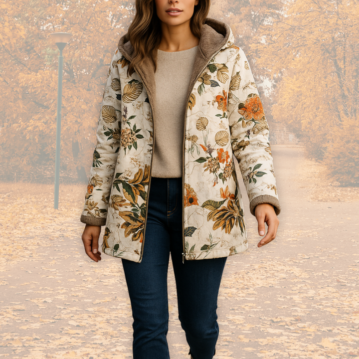 Women's Floral Jacket with Hood for Casual Winter Wardrobe