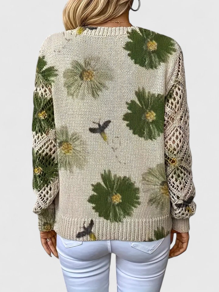 Women's Floral Knit Cardigan with Airy Sleeves for Everyday