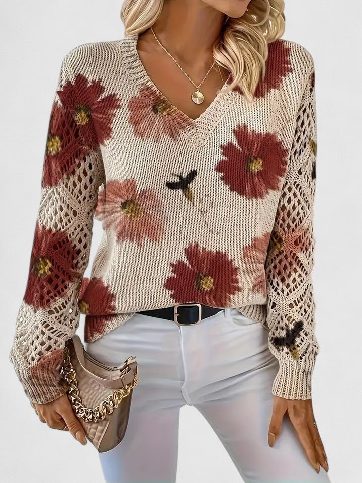 Women's Floral Knit Cardigan with Airy Sleeves for Everyday