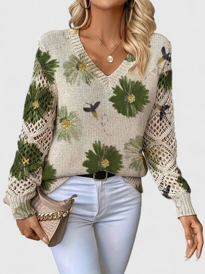 Women's Floral Knit Cardigan with Airy Sleeves for Everyday