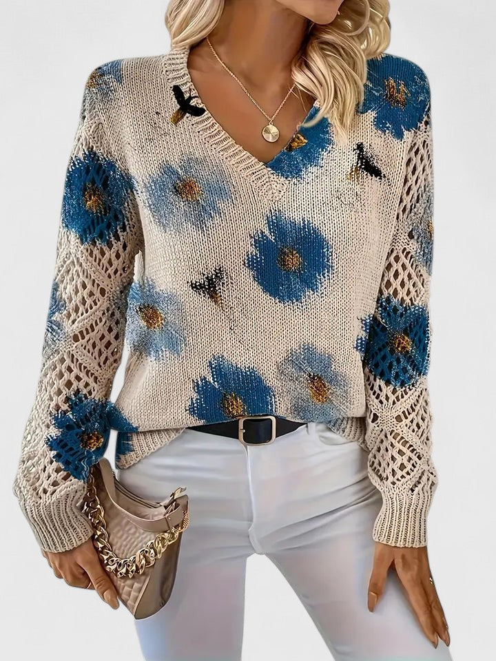 Women's Floral Knit Cardigan with Airy Sleeves for Everyday