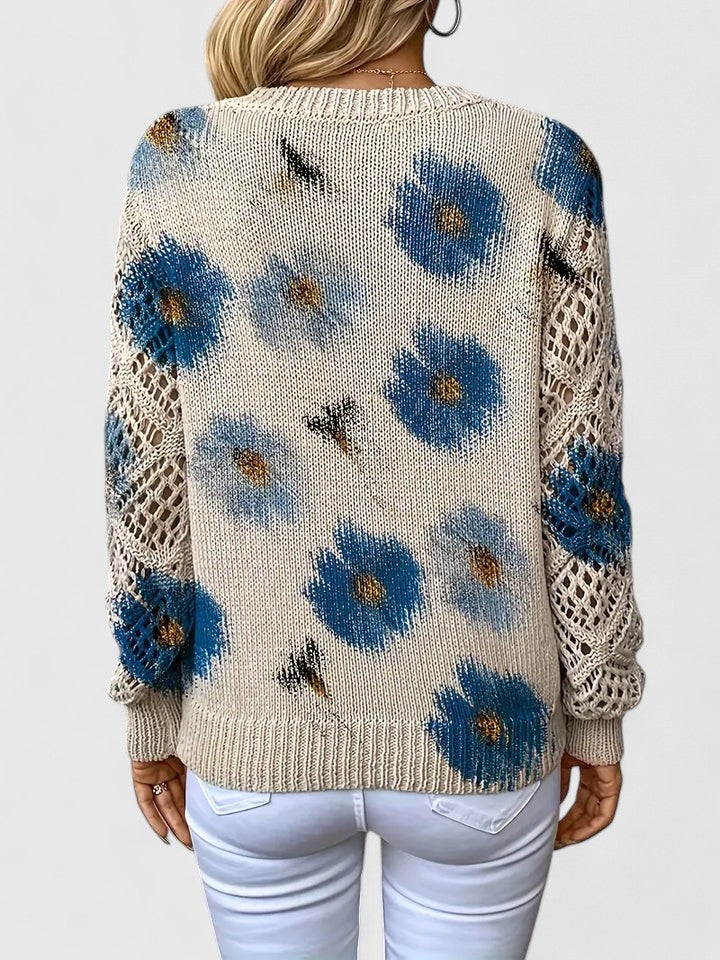 Women's Floral Knit Cardigan with Airy Sleeves for Everyday
