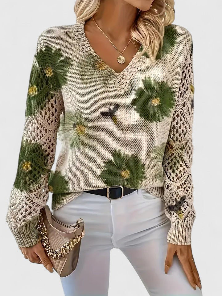 Women's Floral Knit Cardigan with Airy Sleeves for Everyday