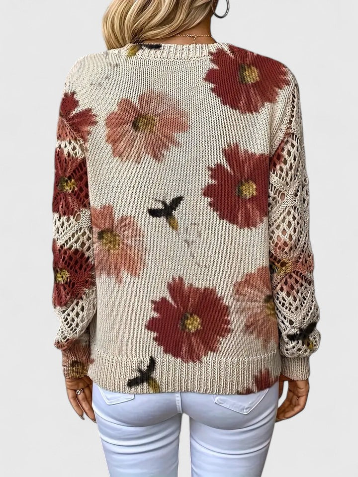 Women's Floral Knit Cardigan with Airy Sleeves for Everyday
