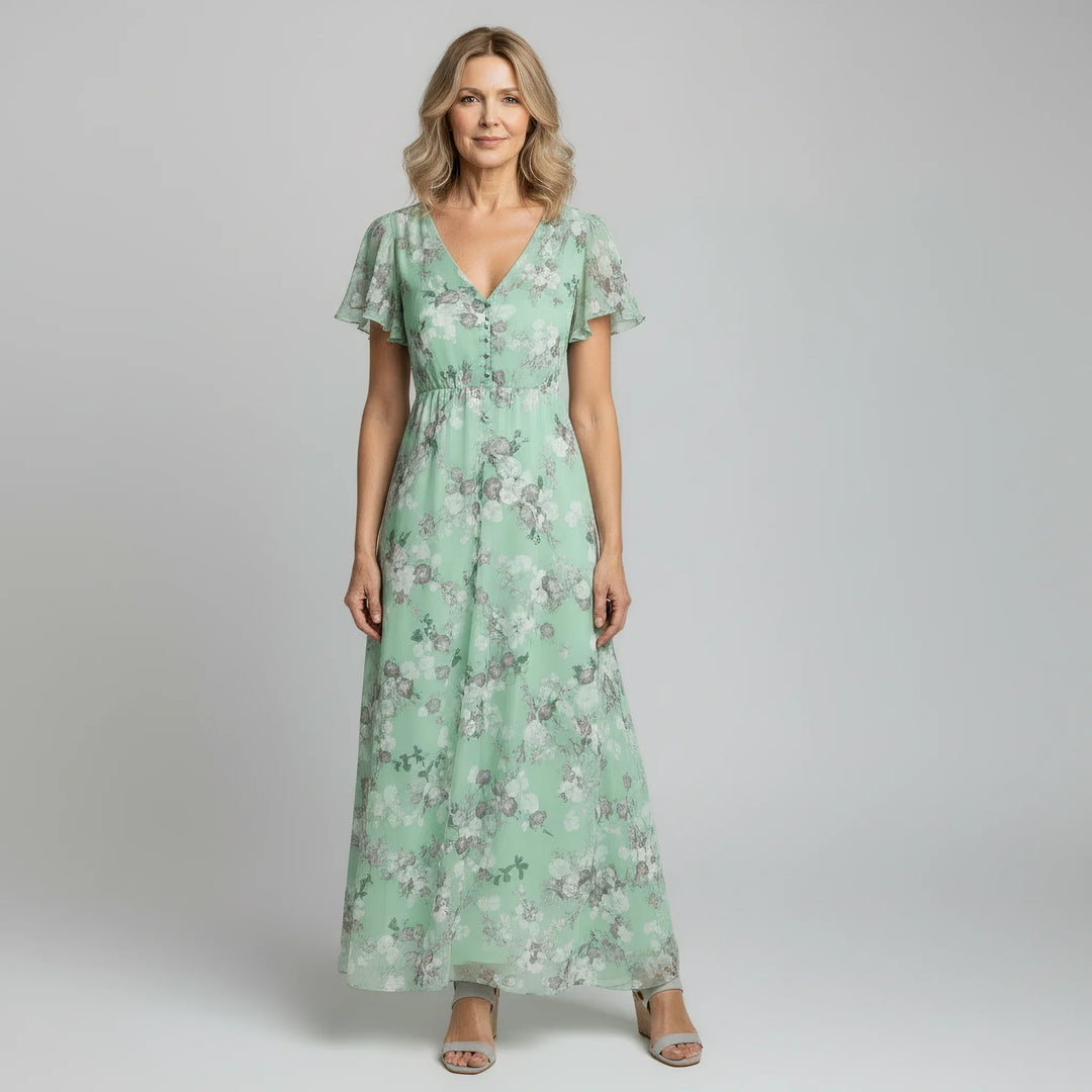 Women’s Floral Maxi Dress V-Neck