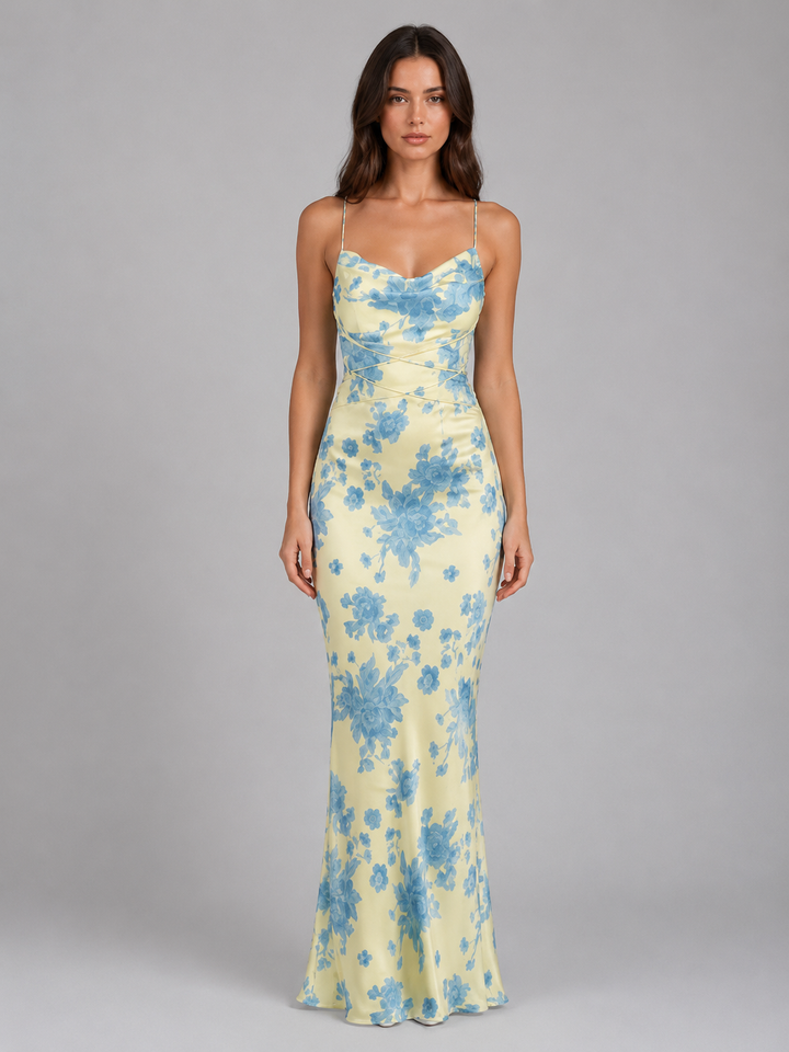 Women’s Floral Maxi Dress with Adjustable Straps