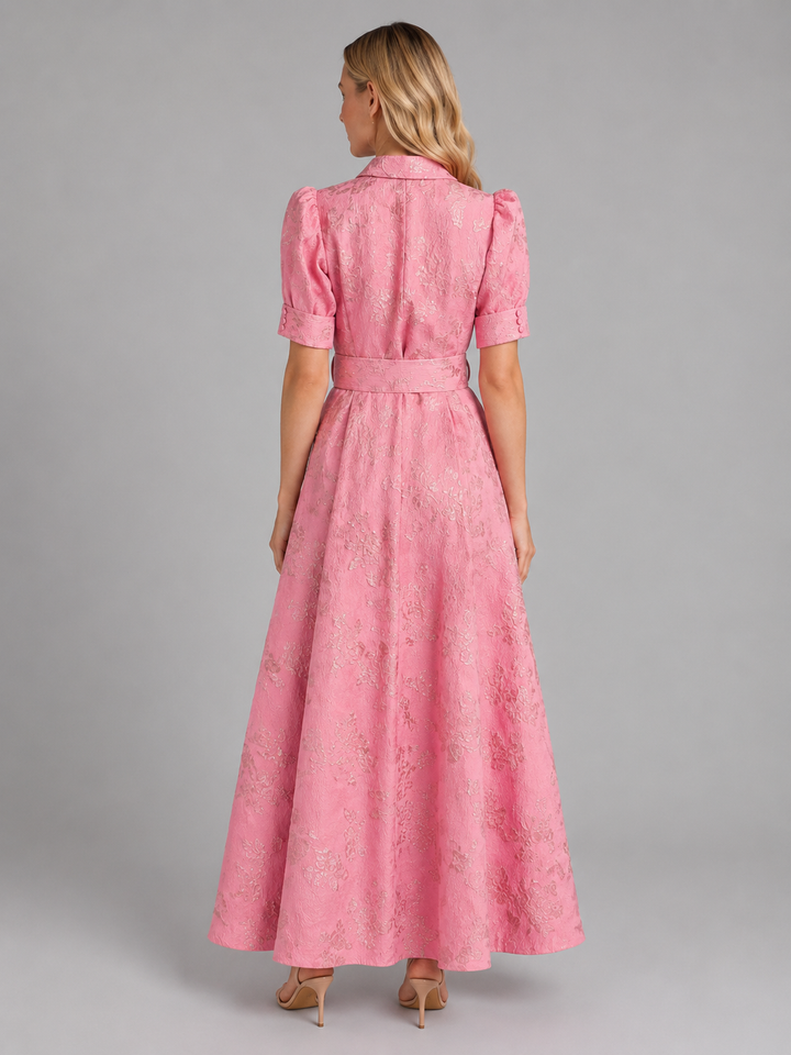 Women’s Floral Maxi Dress with Belted Waist