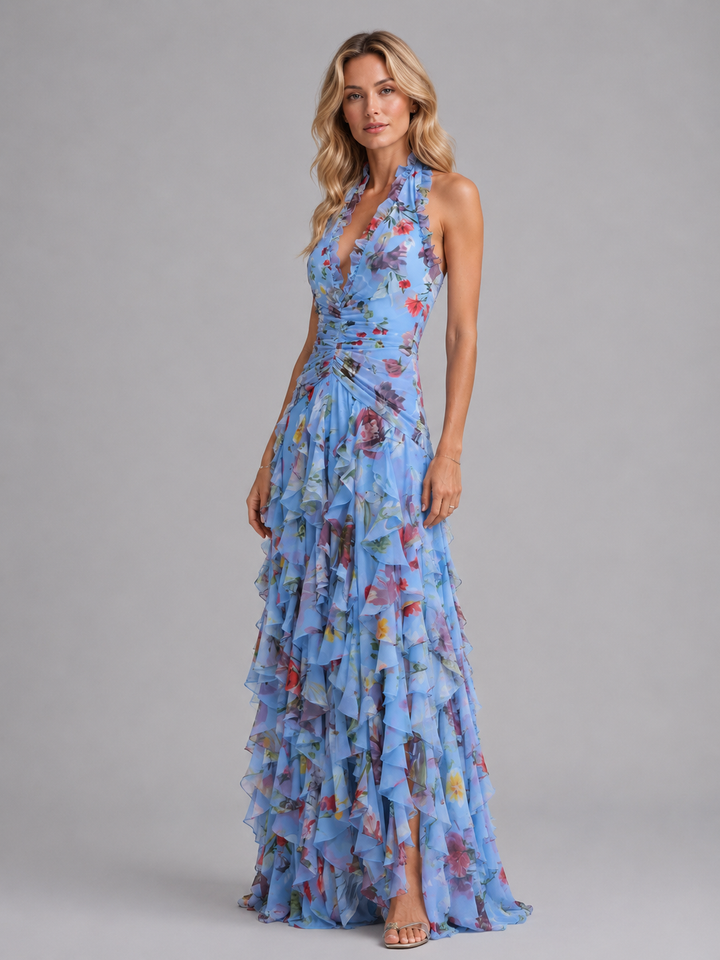 Women’s Floral Maxi Dress with Halter