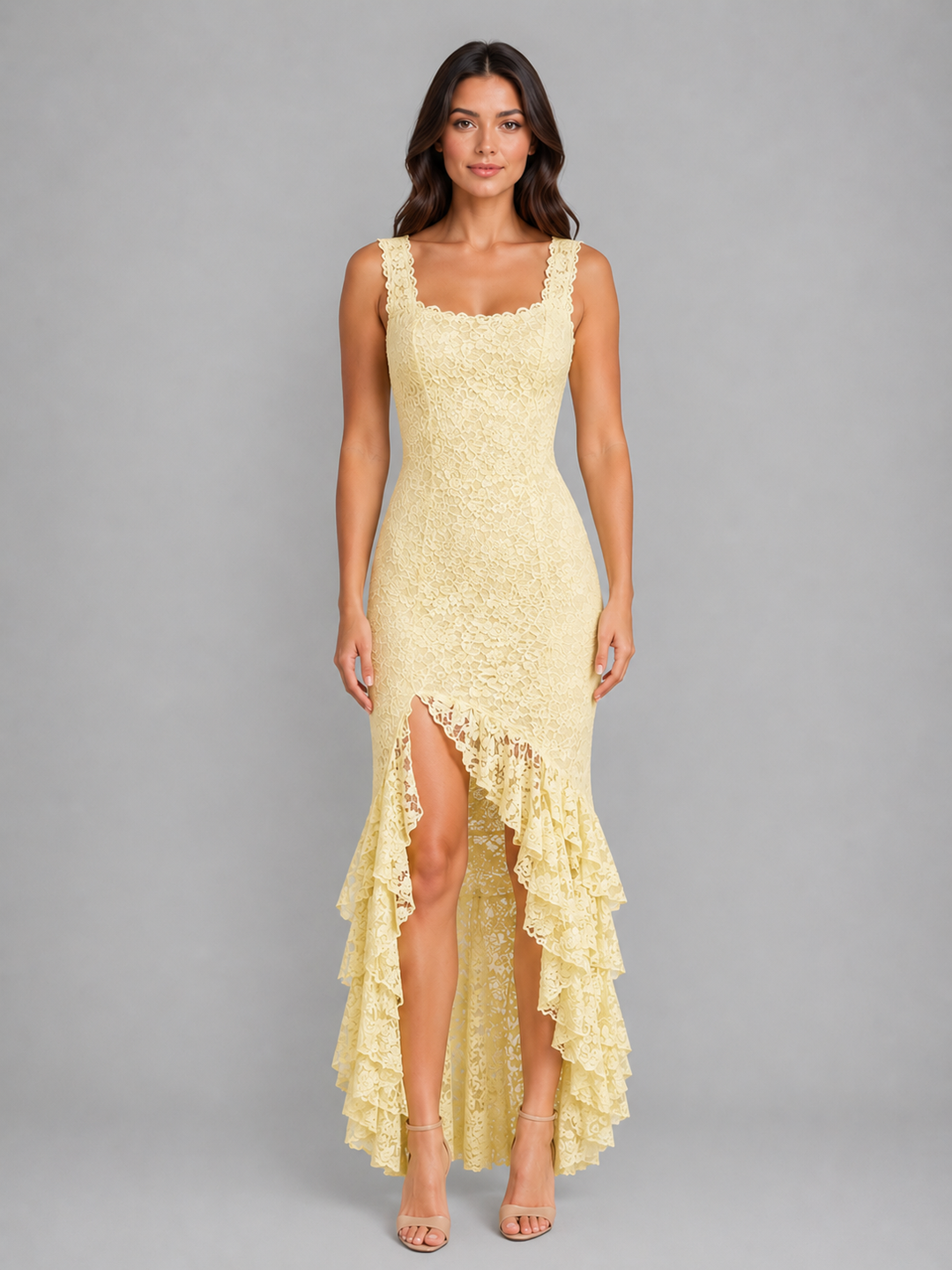 Women's Floral Maxi Dress with High Split
