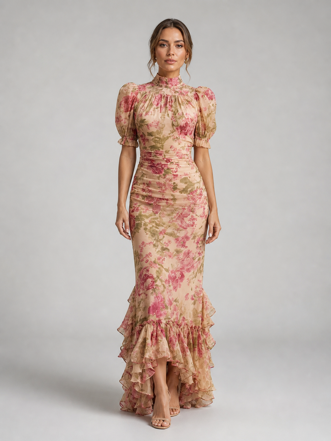 Women’s Floral Maxi Dress with Ruffle Hem
