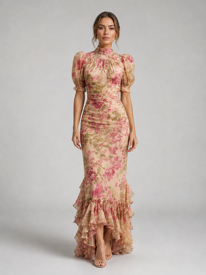 Women’s Floral Maxi Dress with Ruffle Hem