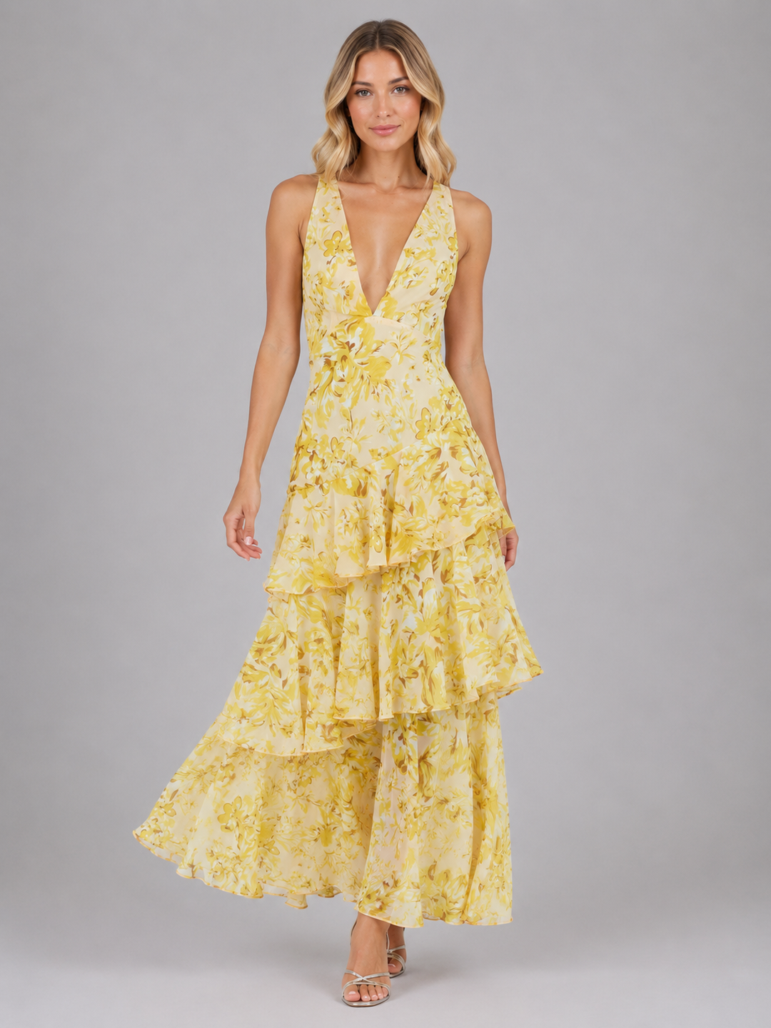Women’s Floral Maxi Dress with Ruffles