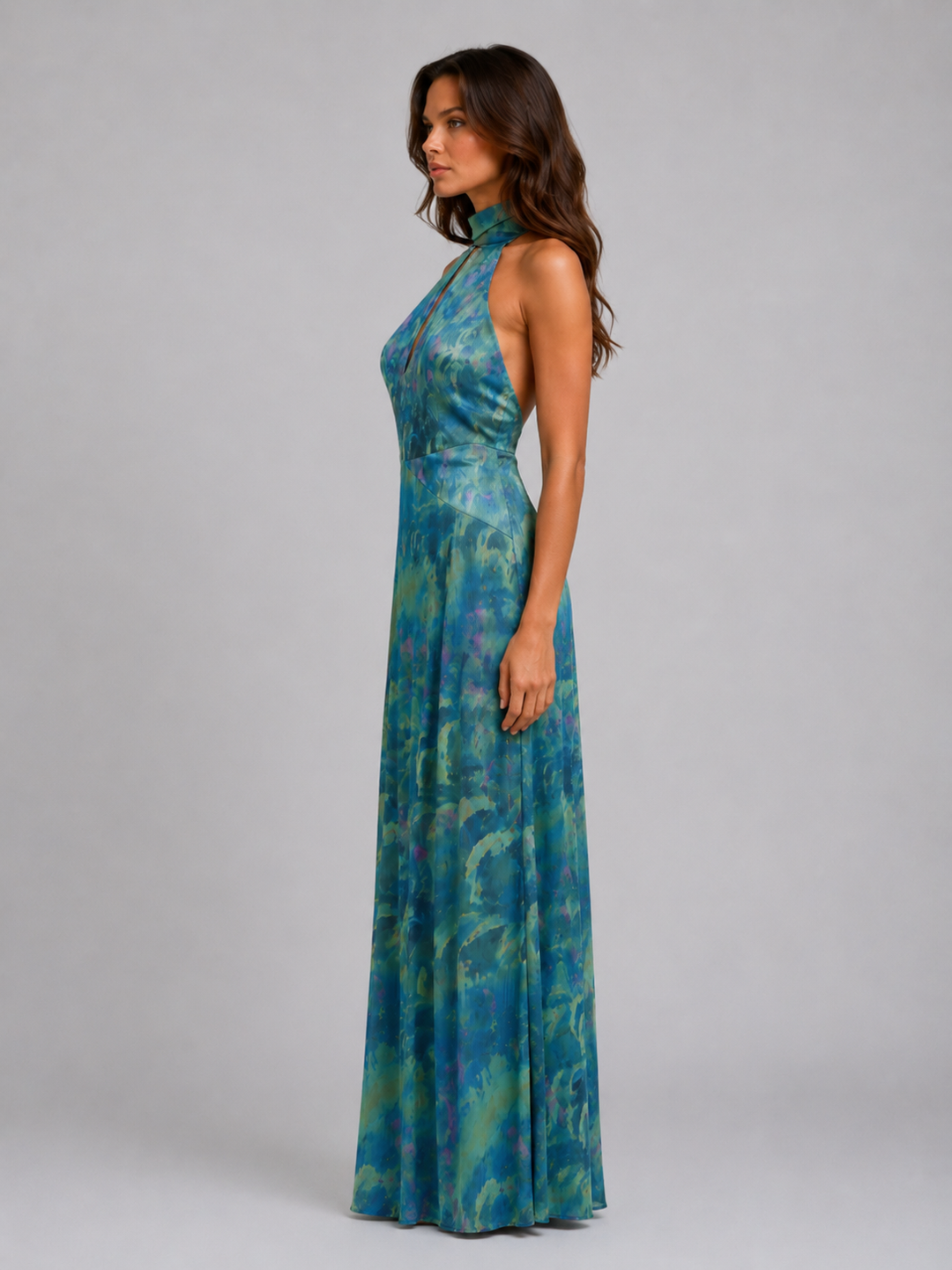Women’s Floral Maxi Dress with Scarf Neck