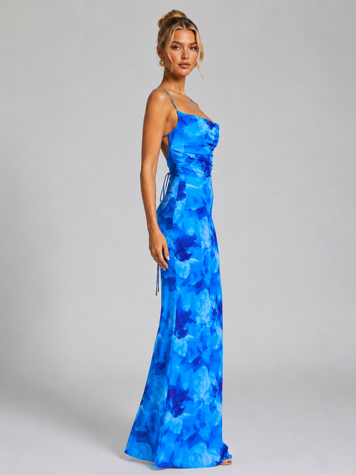 Women’s Floral Maxi Dress with Sculpted Silhouette