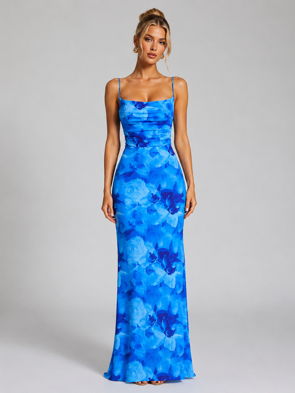 Women’s Floral Maxi Dress with Sculpted Silhouette