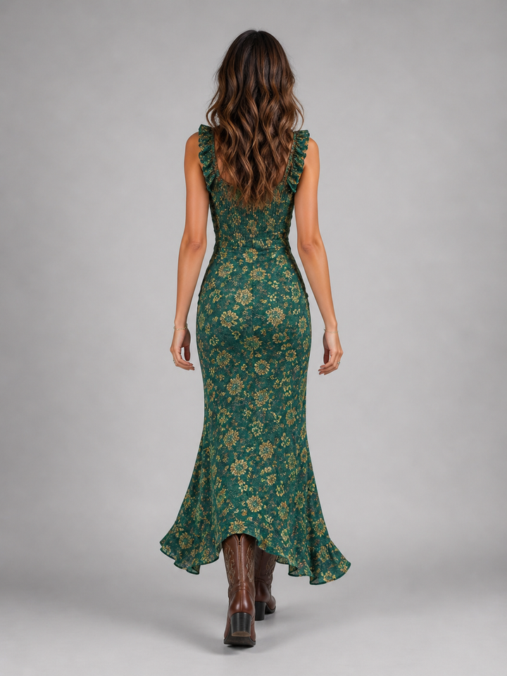 Women’s Floral Maxi Dress with Side Slit