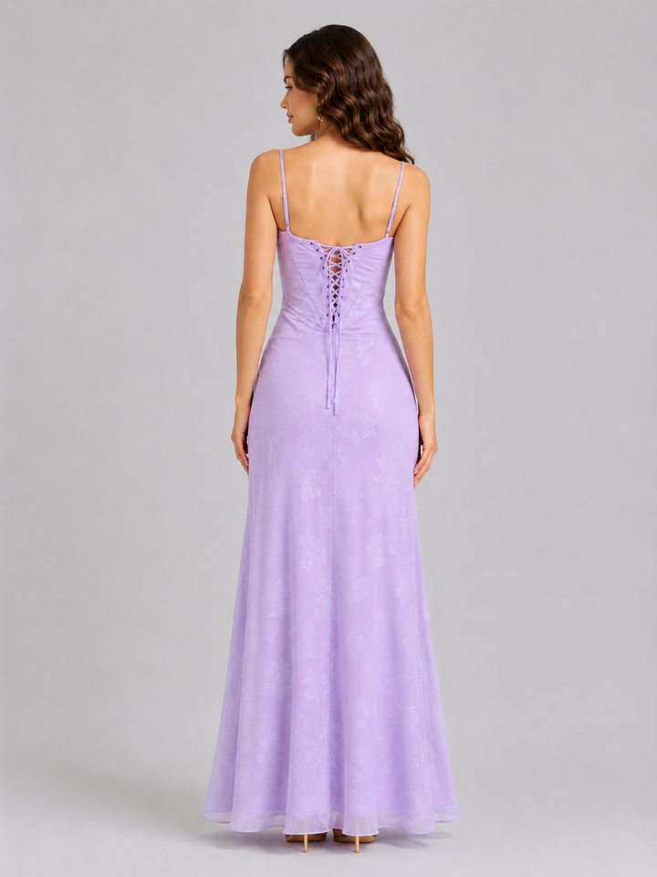 Women’s Floral Maxi Dress with Sweetheart Neckline