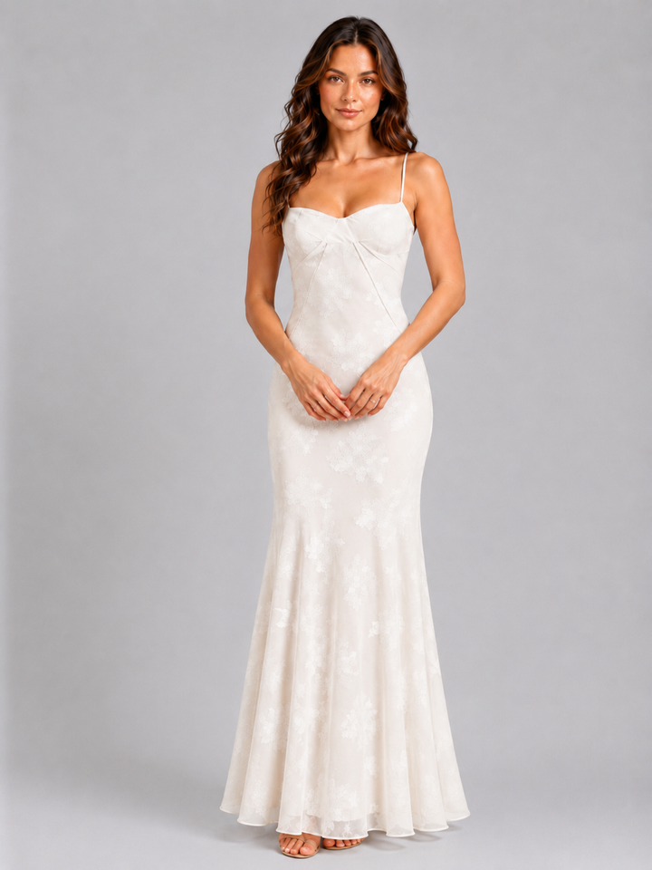 Women’s Floral Maxi Dress with Sweetheart Neckline