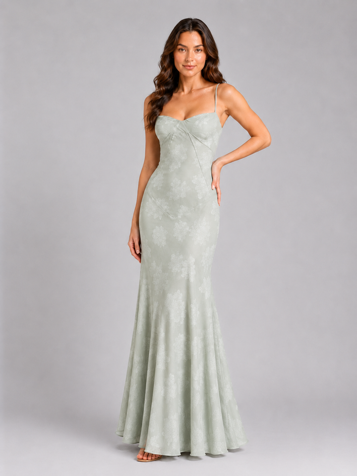 Women’s Floral Maxi Dress with Sweetheart Neckline
