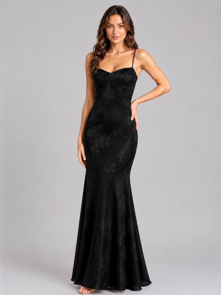 Women’s Floral Maxi Dress with Sweetheart Neckline
