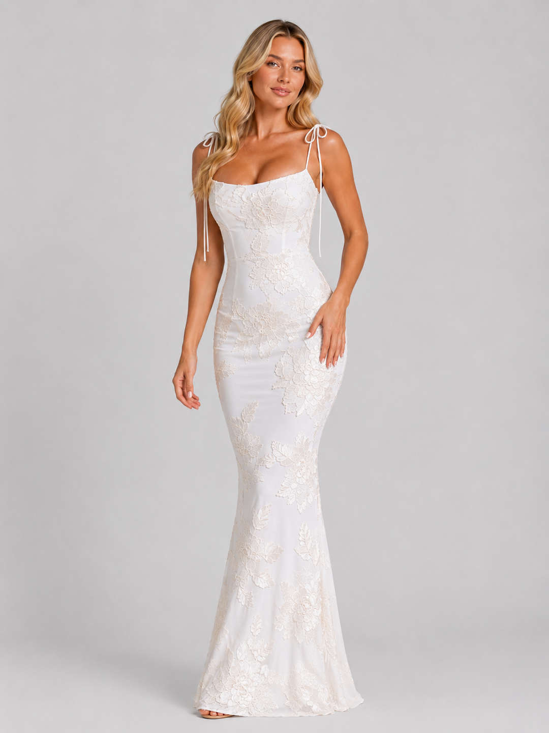 Women’s Floral Maxi Dress with Tie Straps