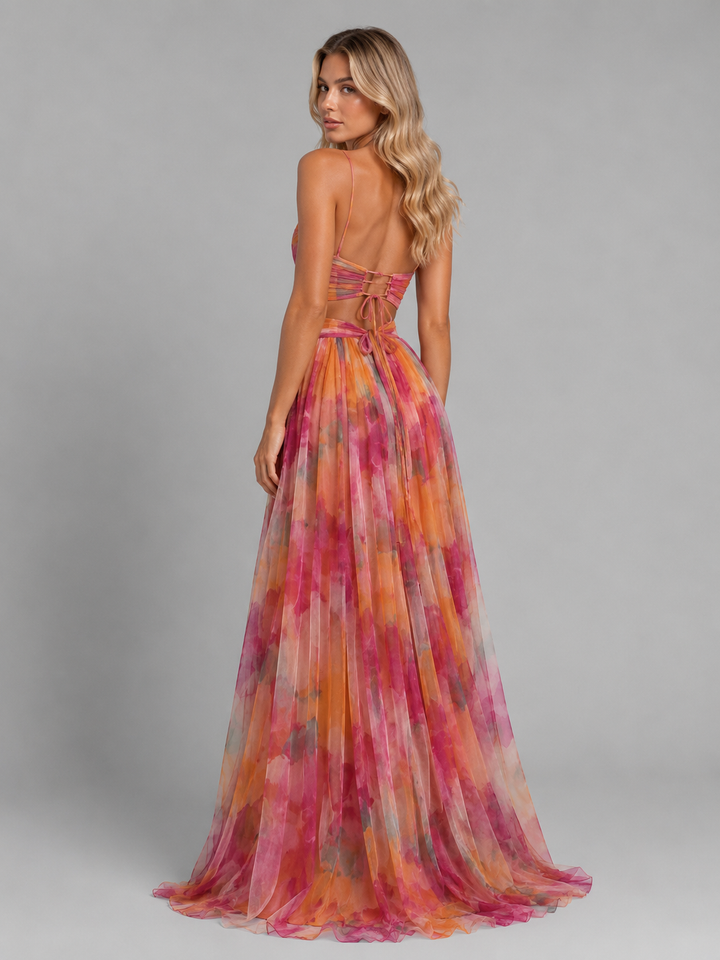 Women's Floral Maxi Dress with V-Neck