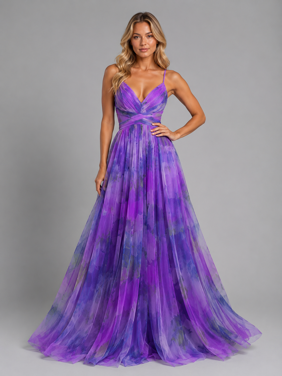 Women's Floral Maxi Dress with V-Neck