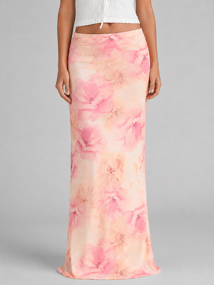 Women’s Floral Maxi Skirt with Elasticated Waistband