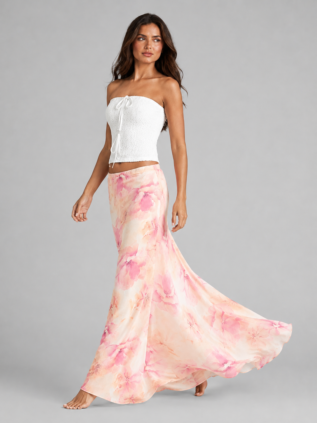 Women’s Floral Maxi Skirt with Elasticated Waistband