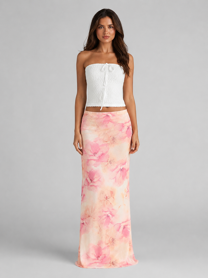 Women’s Floral Maxi Skirt with Elasticated Waistband